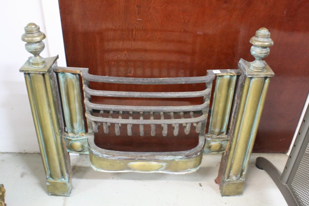 Iron Brass Antique Fireplace Screen and irons (1 of 3)