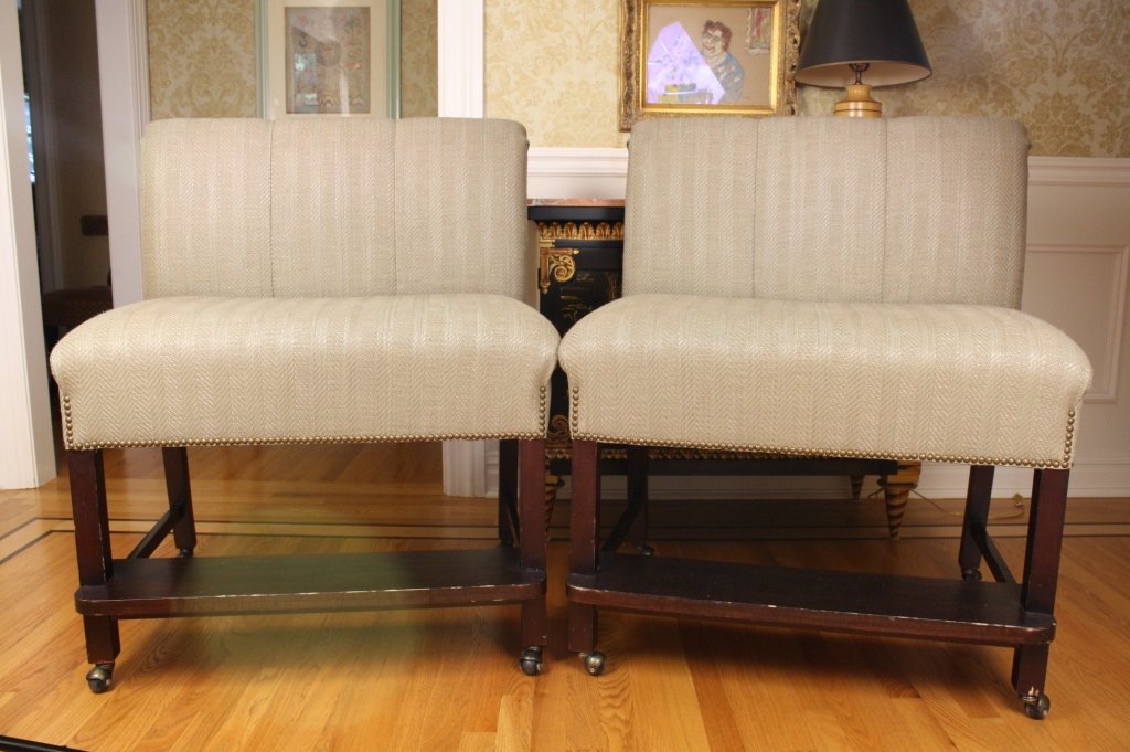 Pair Contemporary Upholstered Bar Stools (1 of 6)