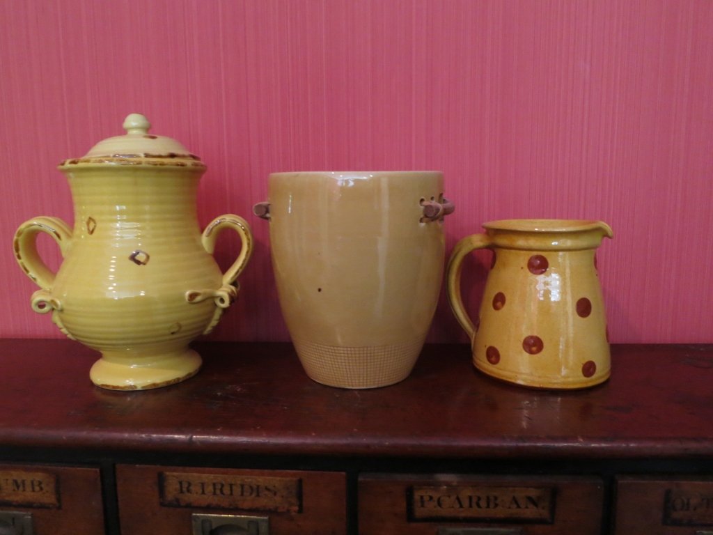 Pair French Jug Handle Pottery Vases (1 of 3)