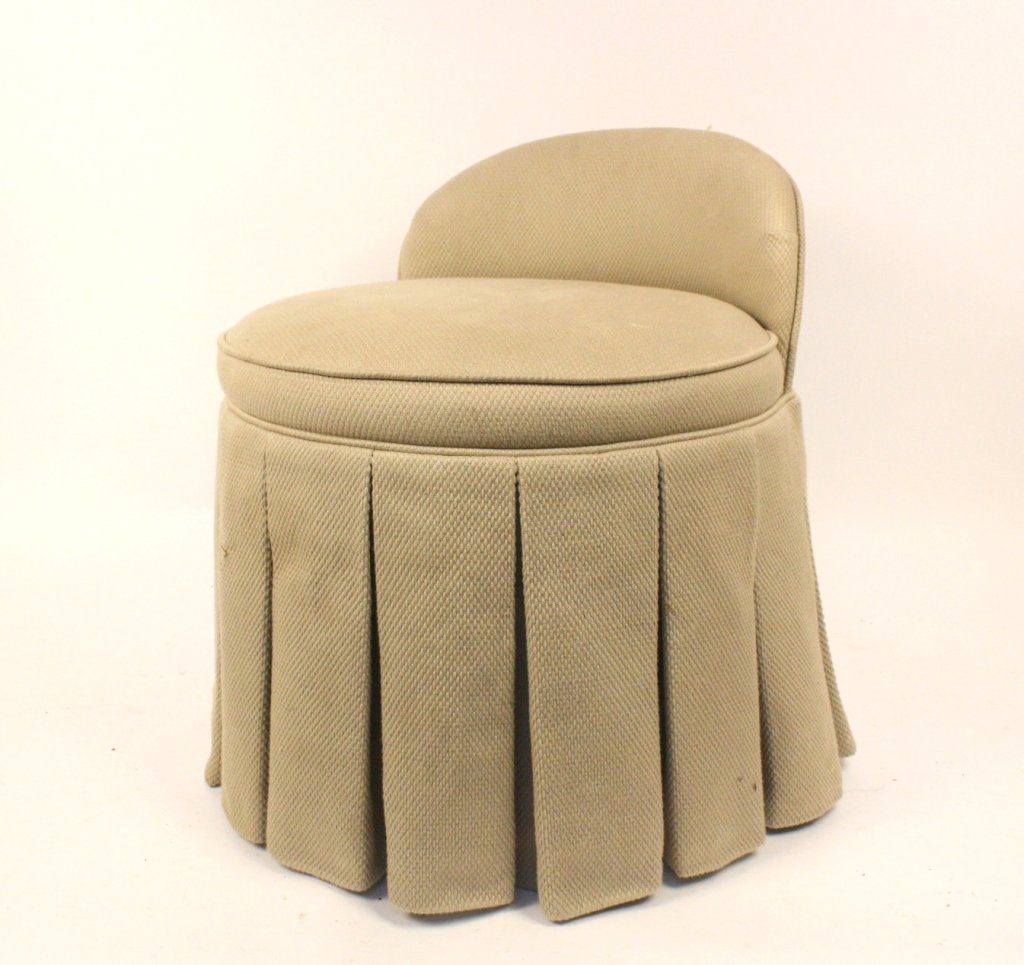 Upholstered Skirted Round Vanity Chair (1 of 3)