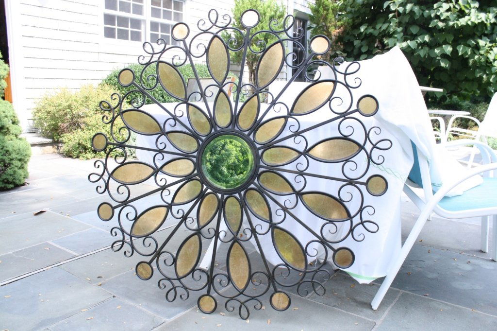 Mid Century Modern Iron and Mirror Wall Sculpture (1 of 6)