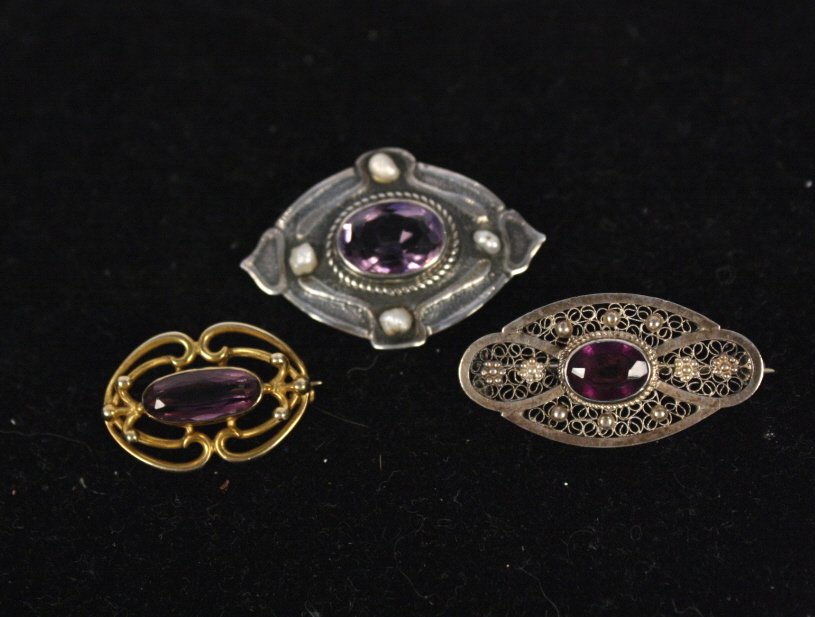 Antique Art Nouveau Gold Silver Pins c. 1900 (1 of 3)