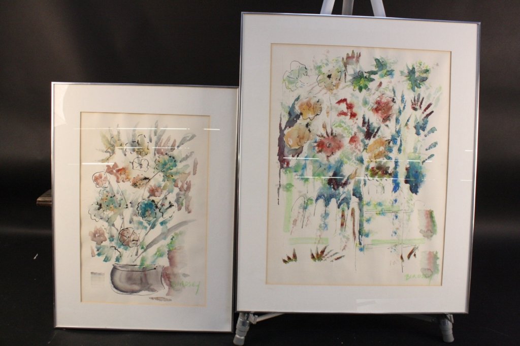 BINDSEY Signed Pair of abstract watercolors (1 of 5)
