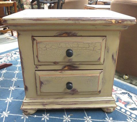 Two Drawer Cocoa Colored Painted End Table (1 of 9)