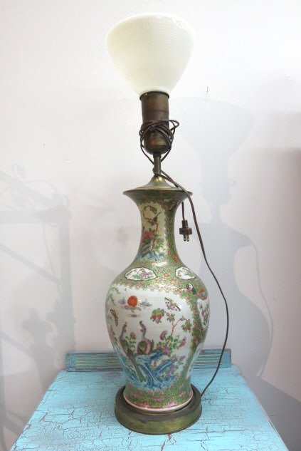 Antique Chinese Qing Famile Rose Lamp 19C (1 of 6)