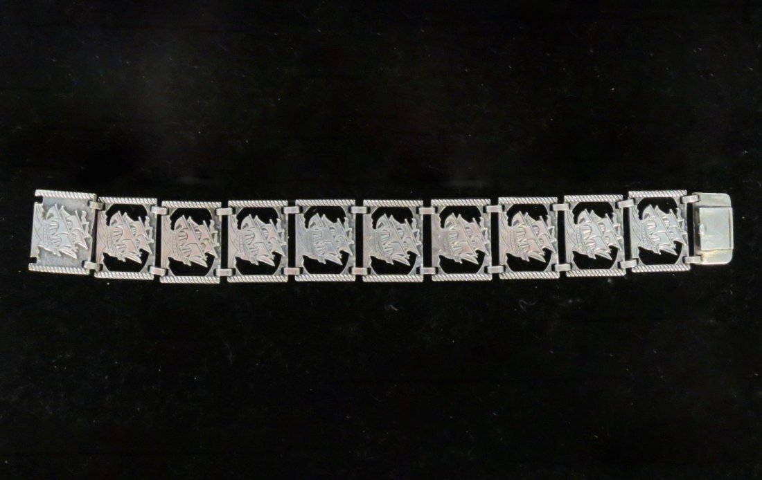 Group Vintage Sterling Link Bracelet and earrings (1 of 2)