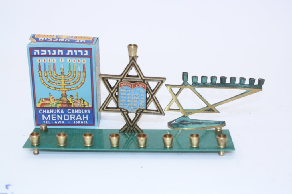 Chanukah Set: Two Menorahs with candles.