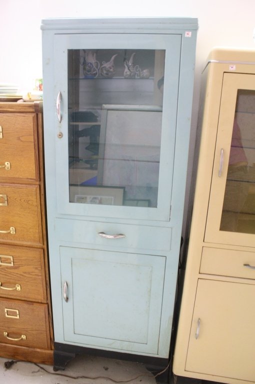 Antique Blue Medical Cabinet c. 1940s/1950s (1 of 4)