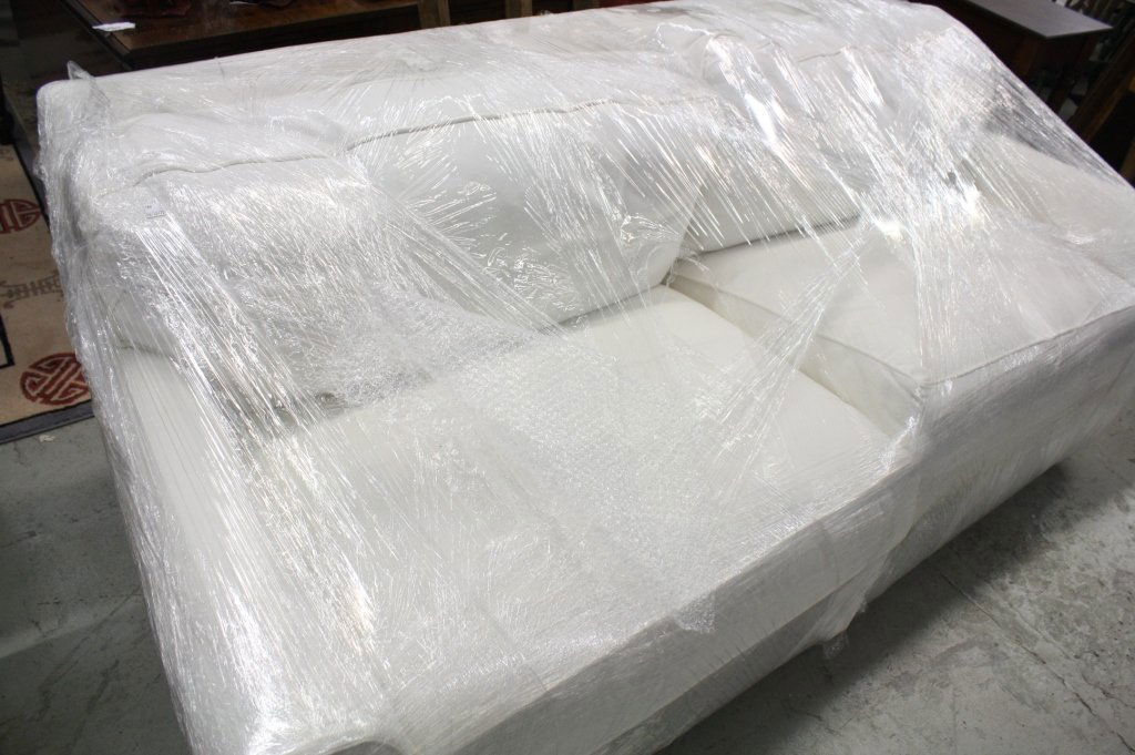 Contemporary Modern White Upholstered  Sofa (1 of 6)