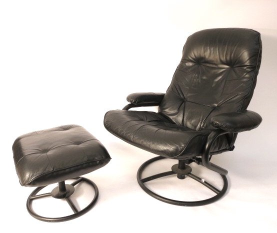 Mid Century Style Swivel Lounge Chair and Rest (1 of 4)