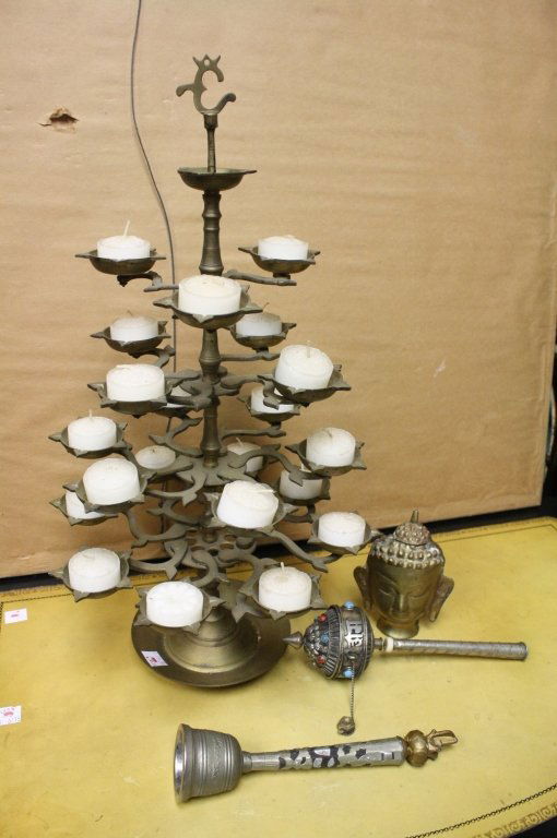 Candelabra Tibetan Prayer Wheel w Figurehead (1 of 7)