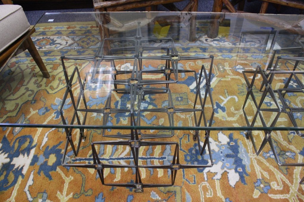 Brutalist Welded Metal Coffee Table c 1970's (1 of 6)