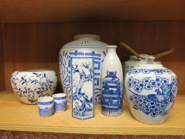 Collection of Eight Blue and White Asian Pottery (1 of 5)