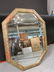 Oval Octagon Framed Beveled Mirror Floral Motif - 2