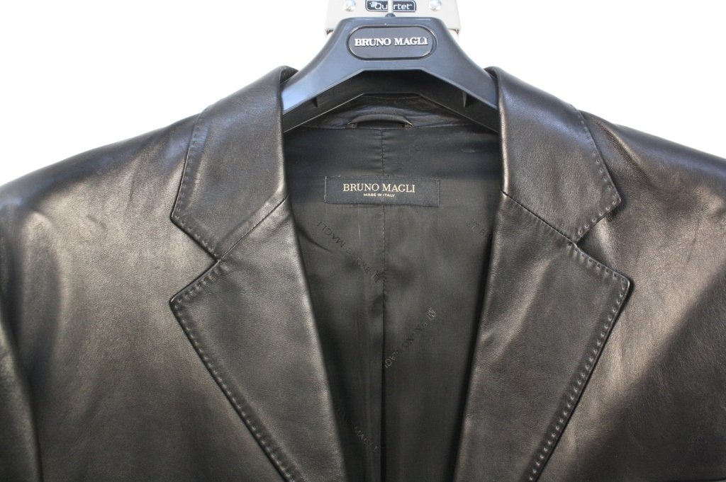 BRUNO MAGLI Mens Black Leather Blazer (1 of 6)