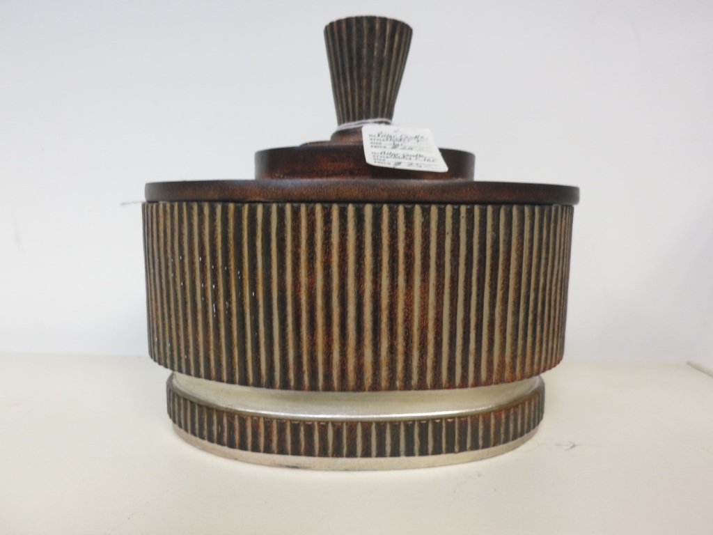 Mid Century Modern Circular Carved Box (1 of 10)