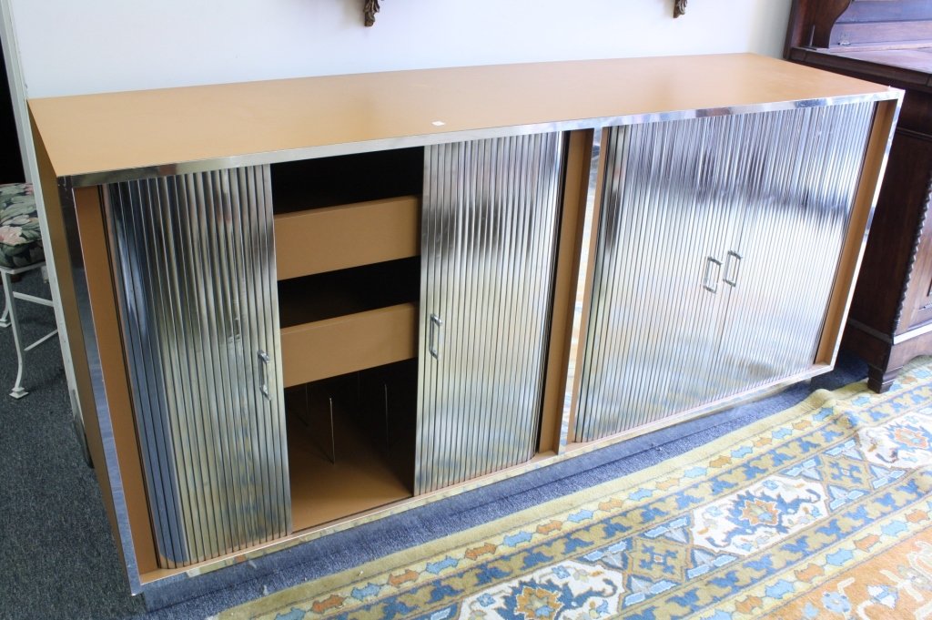 Mid Century Modern Mirror Metal Sideboard, (1 of 4)