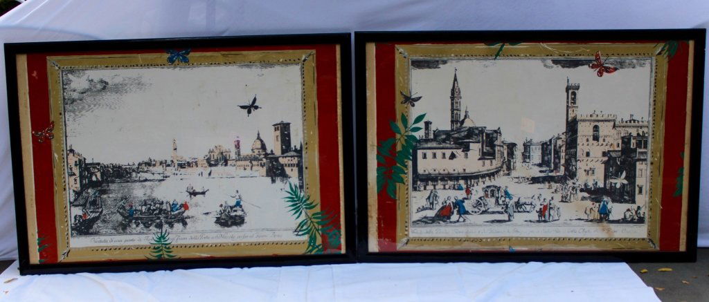 Pair Hand Colored Prints for Schumacher (1 of 5)