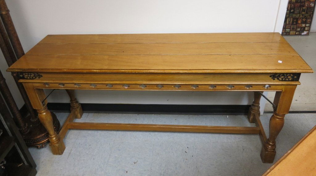 PAIR Pine Console Tables Metal Trim and Detail (1 of 5)