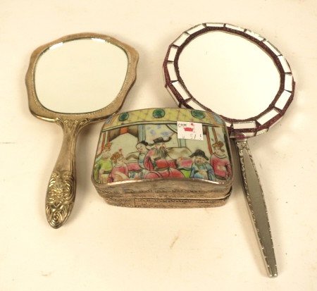 Group Lot of Vanity Mirrors and Asian Metal Chest (1 of 10)
