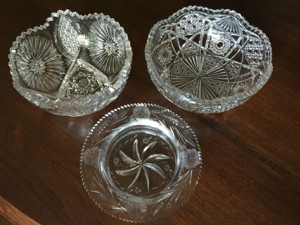 Antique Hand Cut Crystal Bowls one HAWKES (1 of 10)
