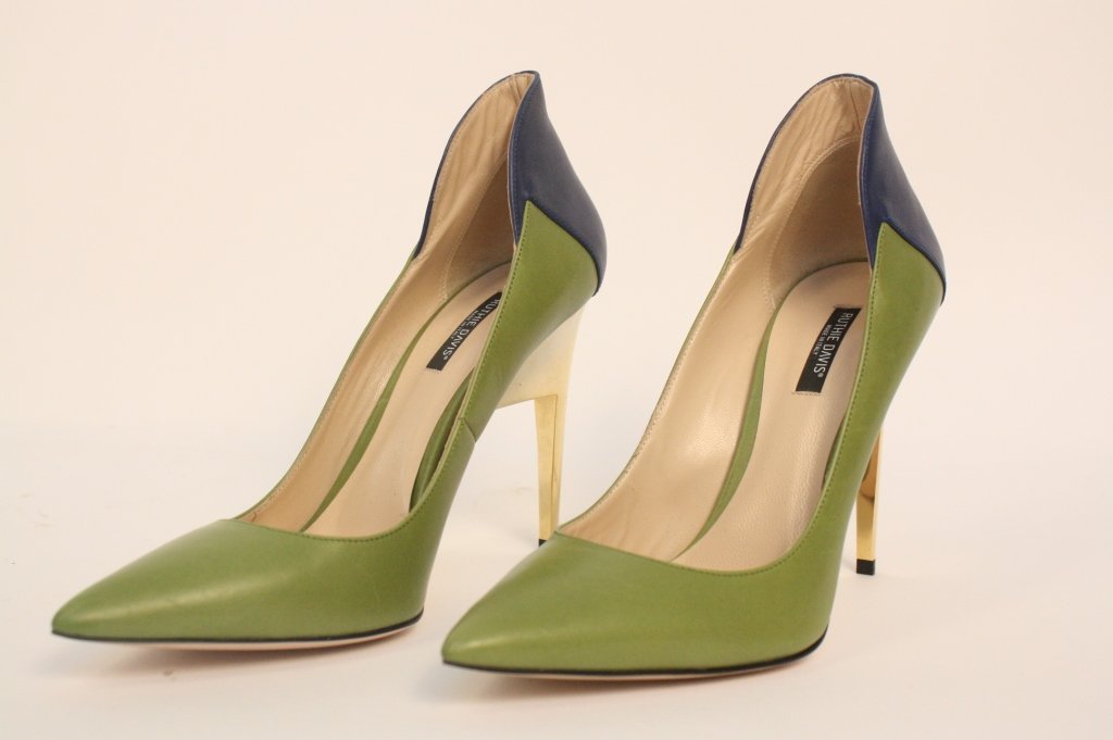RUTHIE DAVIS Glossy Gold Green/Blue Pumps (1 of 9)