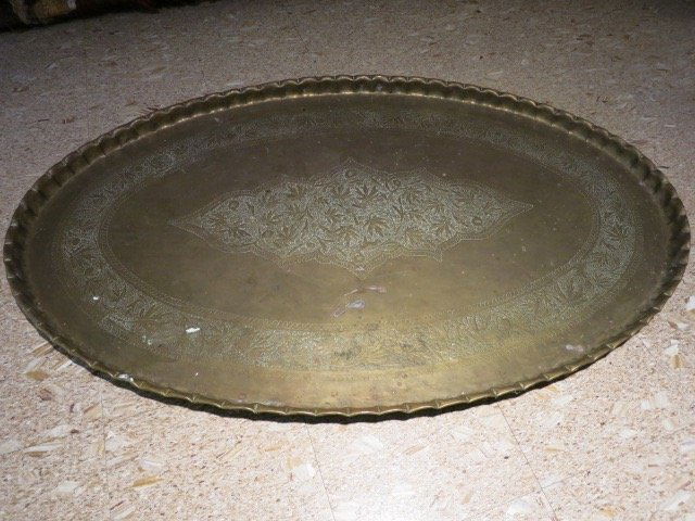 Persian Etched Copper Oval Tray (1 of 9)