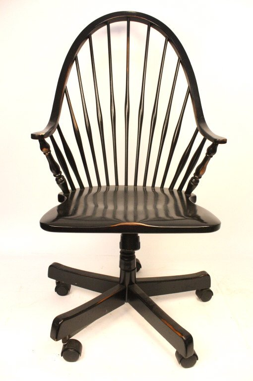 Windsor Style Wooden Rolling Desk Chair