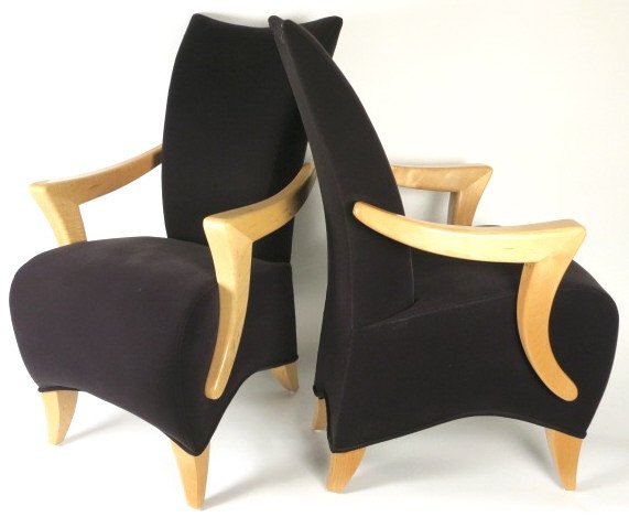 Pair Deco Contemporary Black Upholstered Arm Chair (1 of 6)