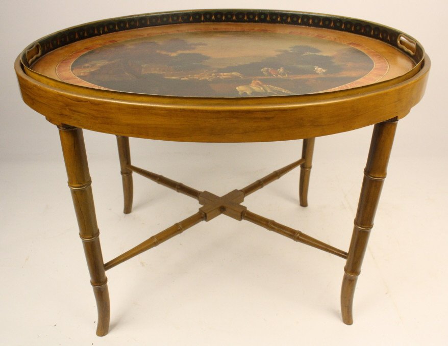 Vintage Hand Printed Tole Tray With Custom Stand (1 of 6)