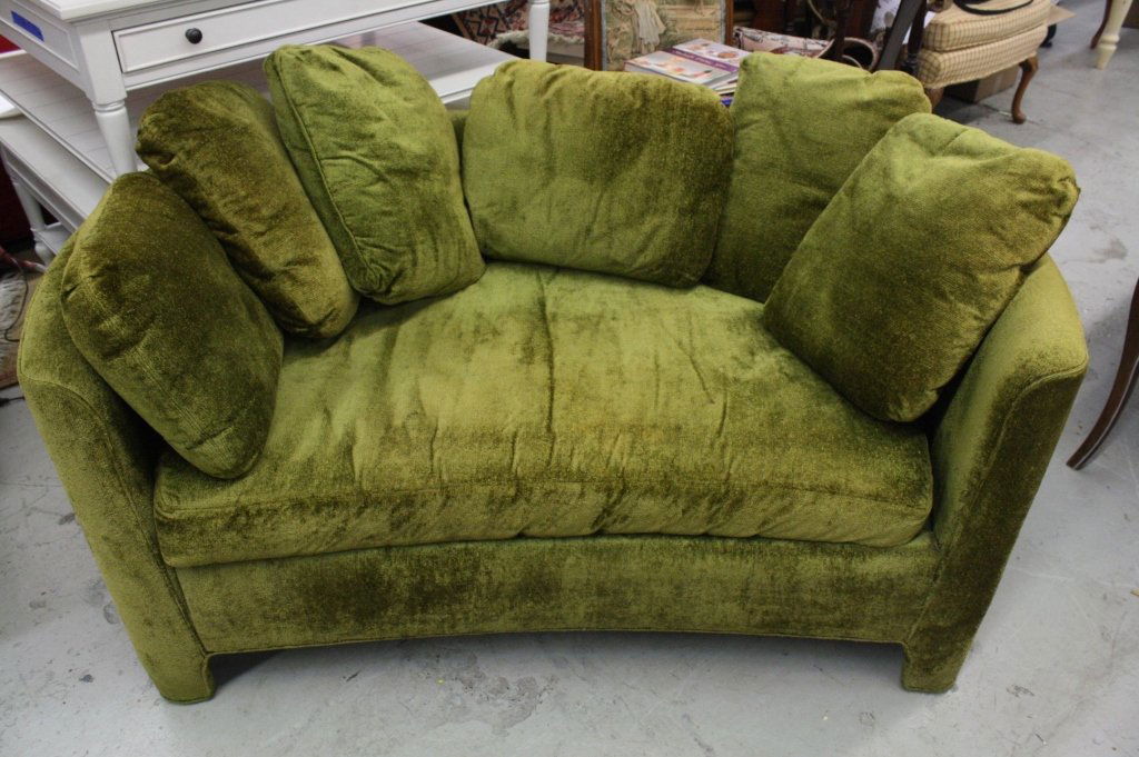 Upholstered Deep Lime Green Settee Sofa (1 of 4)