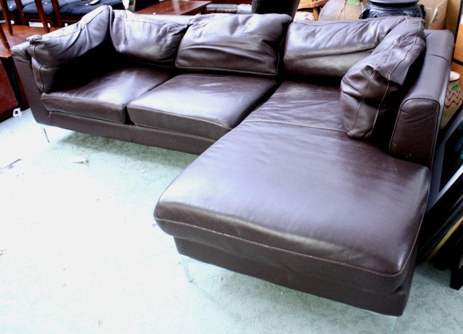 Mid Century Modern Leather Sectional (1 of 7)