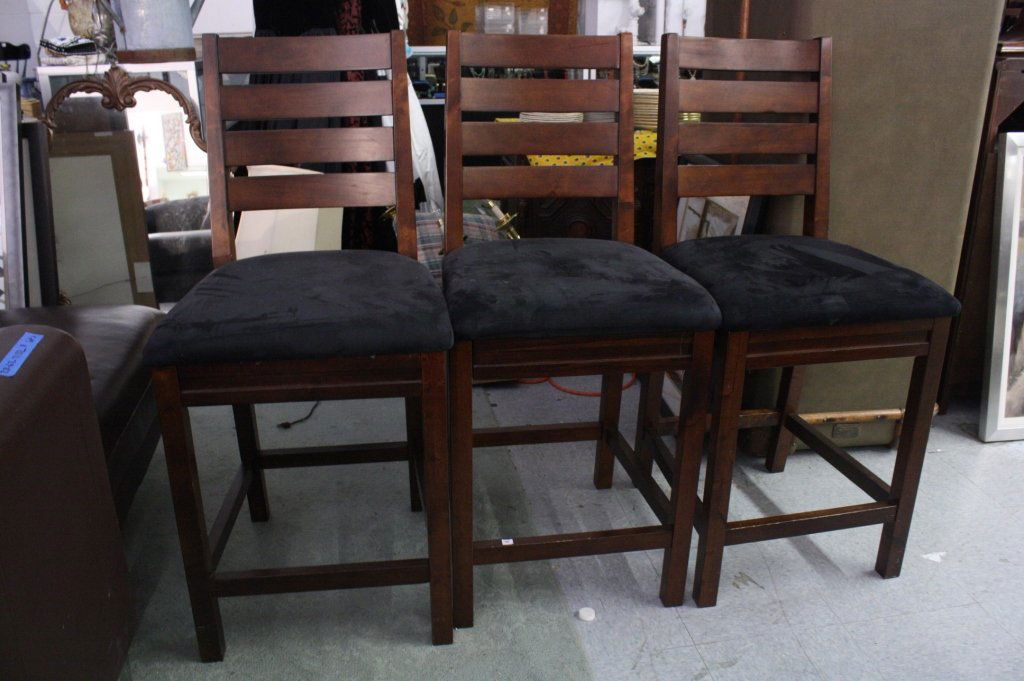 Three wooden upholstered bar stools (1 of 5)