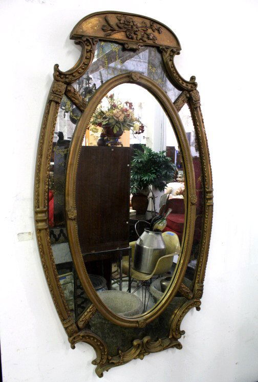 Ornate Wood Carved Hanging Mirror (1 of 7)