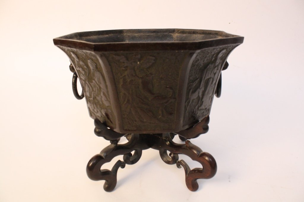 Antique Chinese Bronze Planter and Base (1 of 6)
