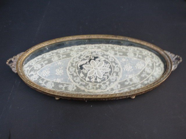 Antique Victorian Bronze Glass Vanity Tray (1 of 3)