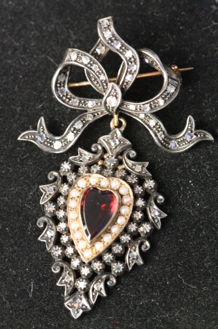 Georgian Old Mine Cut Diamond Heart Pendant (1 of 4)