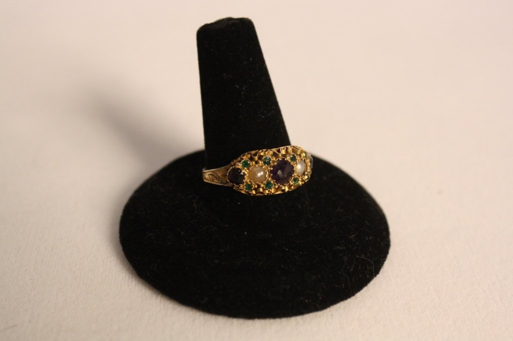 Antique British .625 Gold and Amethyst Pearl Ring (1 of 4)