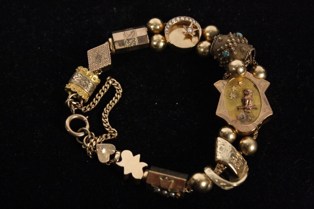 Antique Aesthetic Movement Gold Charm Bracelet (1 of 1)