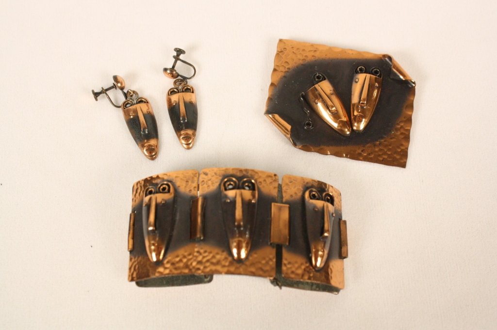 Vintage Fransisco Rebajes Cubist Copper Bangle Set (1 of 4)