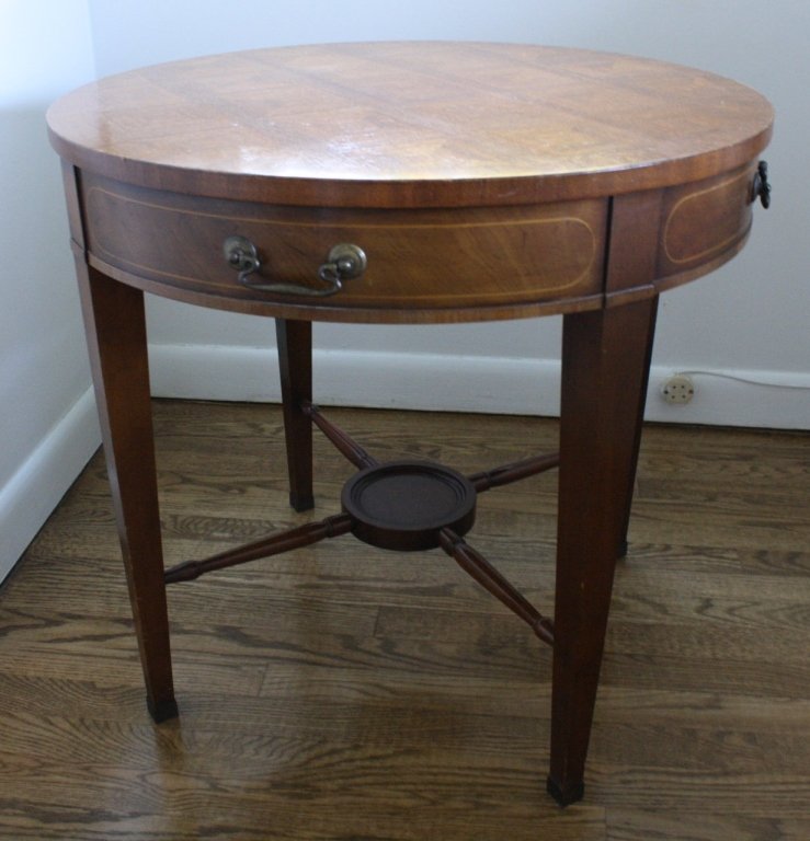 Vintage HENREDON One Drawer Drum Table (1 of 7)