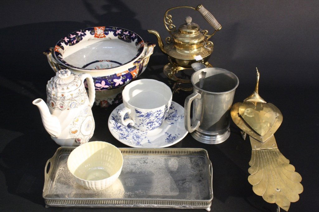 Lot of 19th c. English Antiques Imari Pewter Brass (1 of 4)