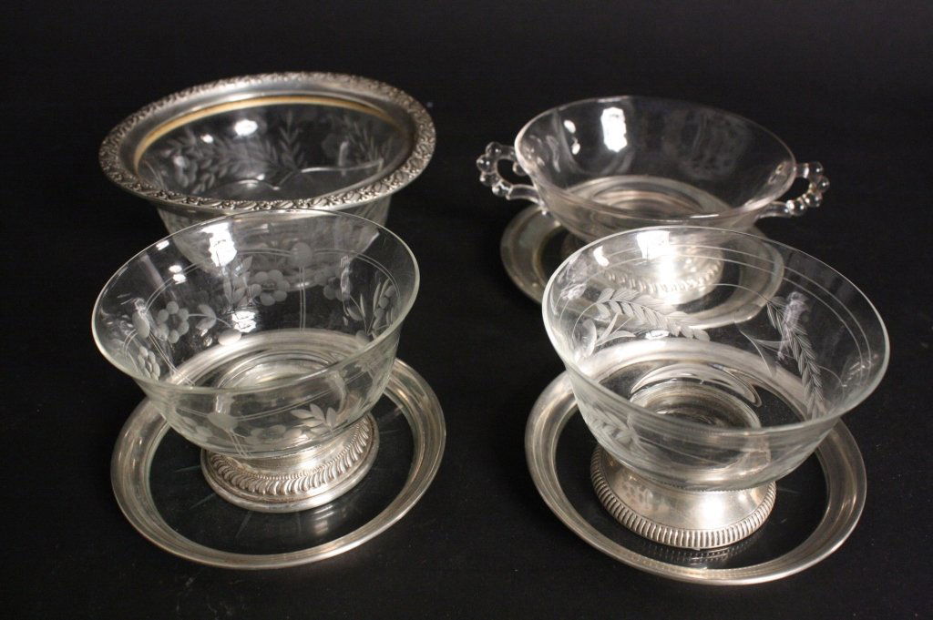 Antique Set 7 Sterling and Crystal Compote Bowls (1 of 4)