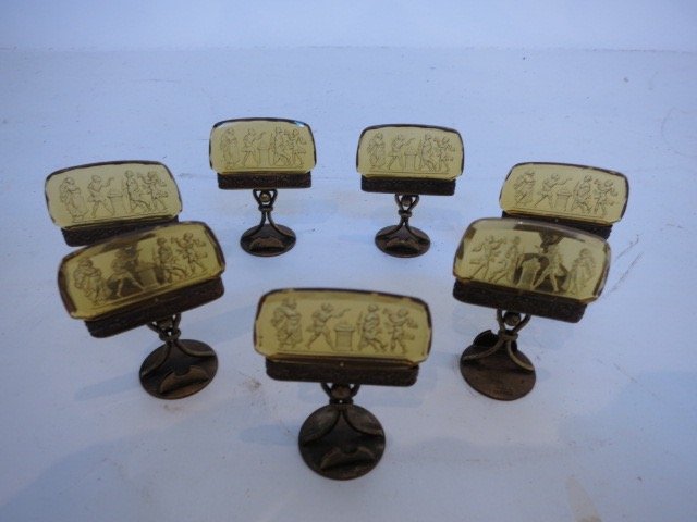 Austrian Art Deco Bronze Glass  Place Setters (1 of 4)