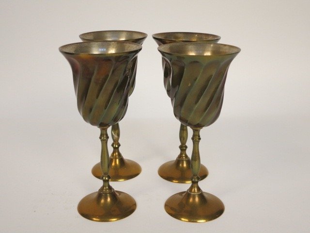 Set of Four Vintage Brass Goblets (1 of 5)