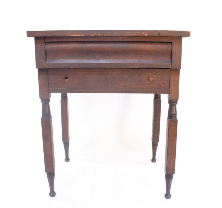 Dark wood country end table w. drawer (1 of 10)