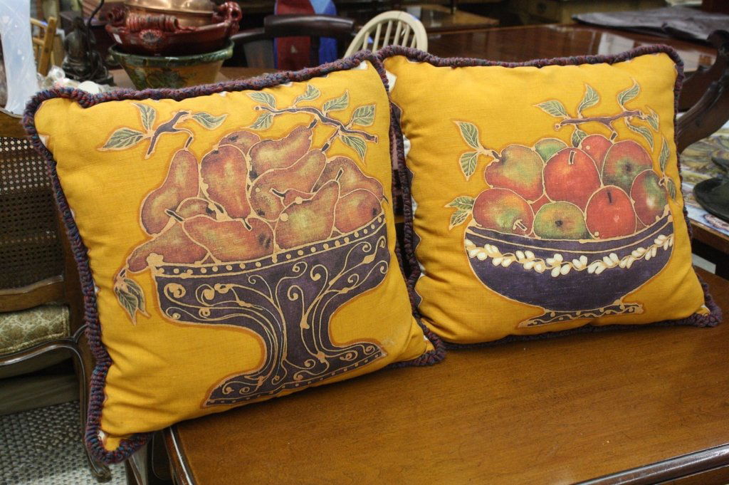 Two Square Decorative Throw Pillows with Trim (1 of 4)