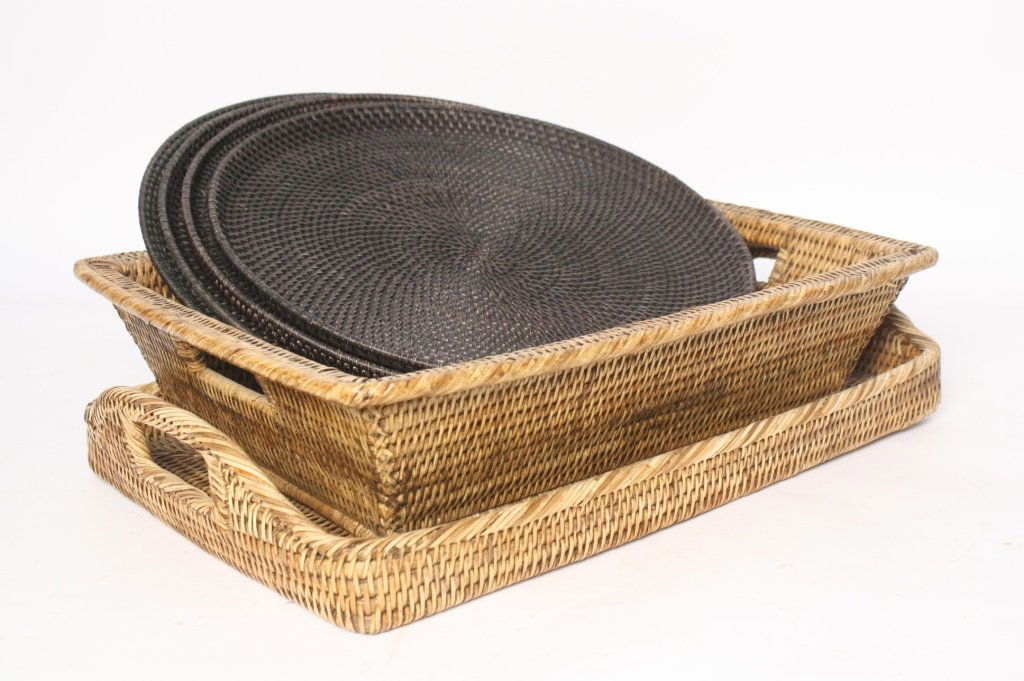 Designer SIMON PEARCE Woven Lot of 6 Trays (1 of 6)