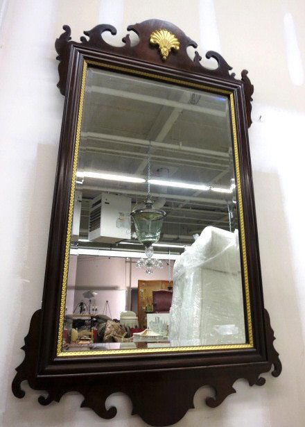 hMahogany Mirror with Gold Accents & Beveled Glass (1 of 5)