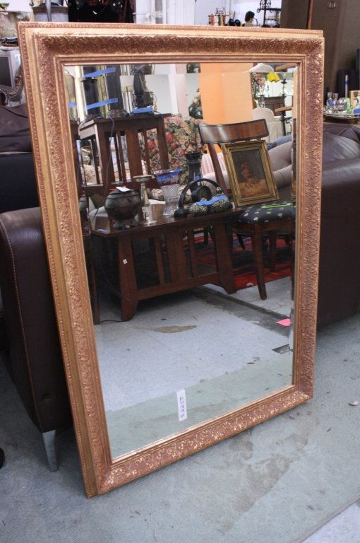Carved Gold Wood Framed Beveled Mirror (1 of 4)